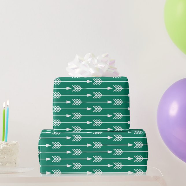 Papel De Presente Padrão de setas verdes do Jade (Presentes para festas)