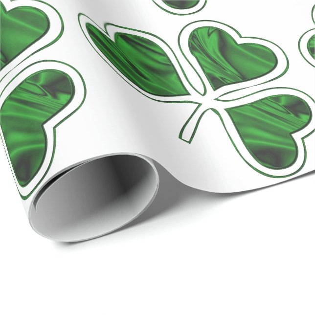 Papel De Presente Padrão de Shamrock irlandês (Ponta do rolo)