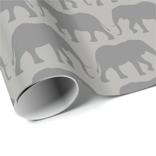 Papel De Presente Padrão de Silhouettes de Elefante Africano (Ponta do rolo)