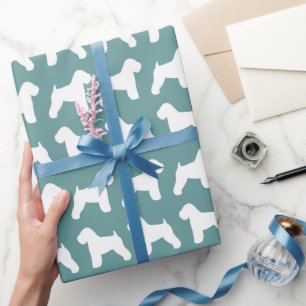 Papel De Presente Padrão de Silhouettes de Terrier, com revestimento