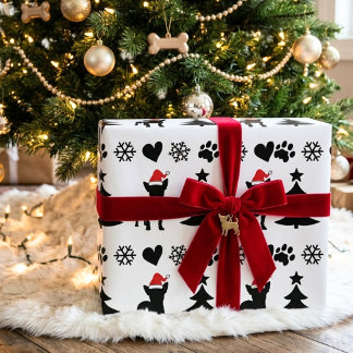 Papel De Presente Padrão de Silhueta de Cachorro Chihuahua Natal