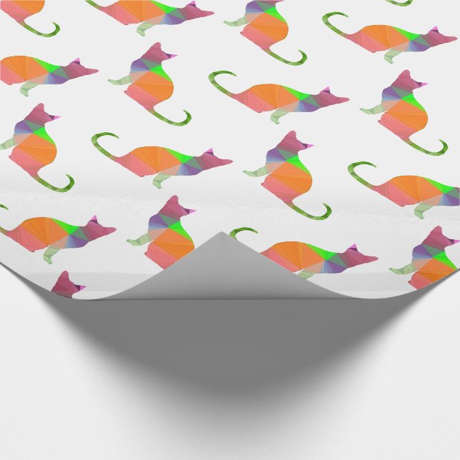 Papel De Presente Padrão de Silhueta de Gato Low Poly (Ponta)