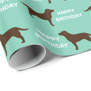 Papel De Presente Padrão de Silhuetas de Labrador Retriever Chocolat