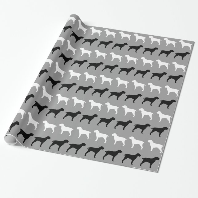 Papel De Presente Padrão de Silhuetas do Spinone Italiano (Desenrolado)