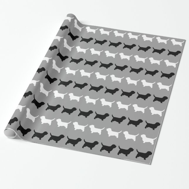 Papel De Presente Padrão de Silhuetas PBGV (Desenrolado)