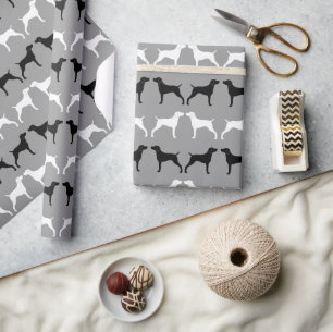 Papel De Presente Padrão de Silhuettes Cachorros do Weimaraner