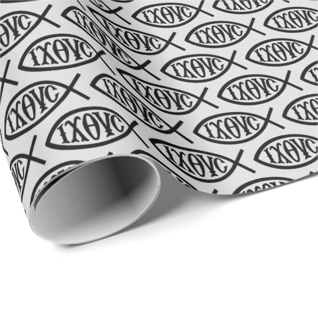 Papel De Presente Padrão de Símbolo Cristão Ichthys (Ponta do rolo)