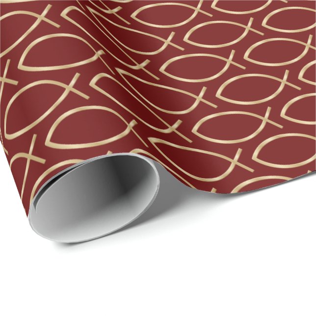 Papel De Presente Padrão de Símbolo Cristão Ichthys (Ponta do rolo)