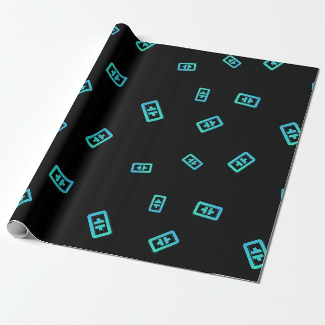 Papel De Presente Padrão de sinal de moeda de criptomoeda Cool Theta (Desenrolado)