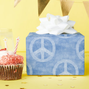 Papel De Presente Padrão de sinal de paz azul desbotado