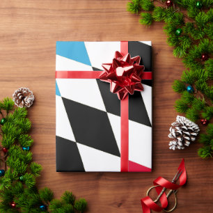 Papel De Presente Padrão de Sinalizador de Diamante Baviera Azul Ama