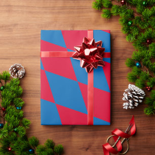 Papel De Presente Padrão de Sinalizador de Diamante da Baviera Azul