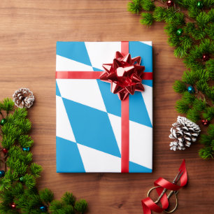 Papel De Presente Padrão de Sinalizador de Diamante da Baviera Azul