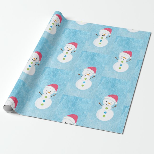 Papel De Presente Padrão de Snowman de Natal Jolly (Desenrolado)