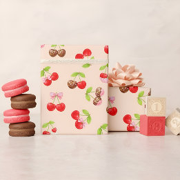 Papel De Presente Padrão de Sobremesa de Cereja Fofa Doce
