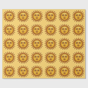 Papel De Presente Padrão de Sol Amarelo.