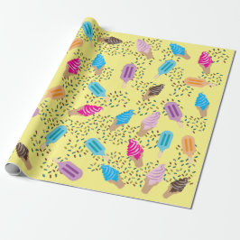 Papel De Presente Padrão de Sorvete de Verão Colorido