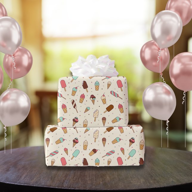 Papel De Presente Padrão de Sorvete Iummy | Baunilha (Criador carregado)