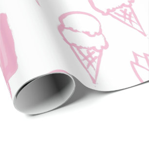 Papel De Presente Padrão de Sorvete pintado à mão - rosa