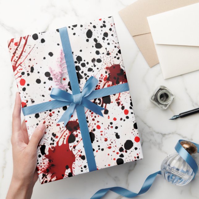 Papel De Presente Padrão de Splatter Vermelho (Presentear)