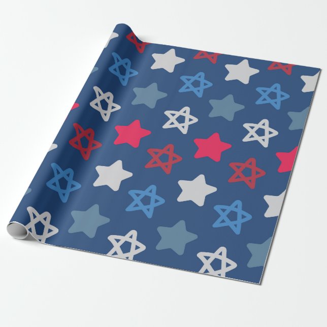 Papel De Presente Padrão de Starry Patriótico (Desenrolado)