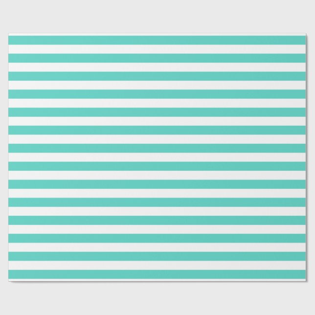 Papel De Presente Padrão de Stripe Azul Teal e Branco (Aberto)