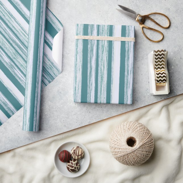 Papel De Presente Padrão de Stripe de Hut de praia na moda Jade Gree (Artesanato)