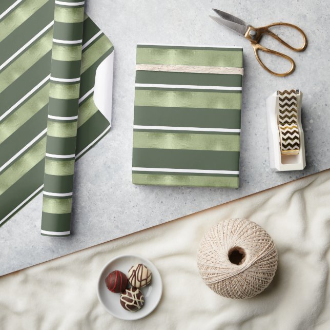 Papel De Presente Padrão de Stripe de Natal Verde/Branco ID862 (Artesanato)