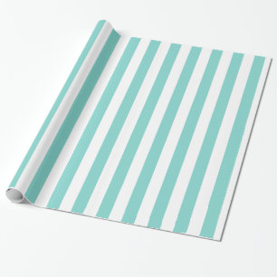 Papel De Presente Padrão de Stripe XG Branco e Aqua H