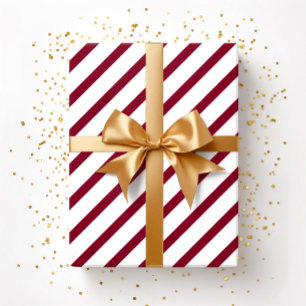 Papel De Presente Padrão de Stripes Brancas Vermelhas Borgonas