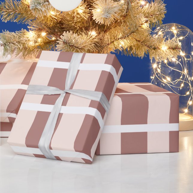 Papel De Presente Padrão de Stripes Rosa Castanho (Feriados)