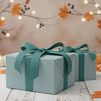 Papel De Presente Padrão de Stripes Teal e Branca