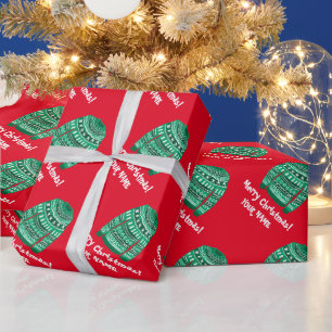 Papel De Presente Padrão de suéter de Natal vermelho e verde feio 