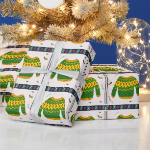 Papel De Presente Padrão de Suéter Feio Fofo Presente de Natal