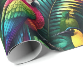 Papel De Presente Padrão de Superfície Contínua Sonhos da Selva Aves