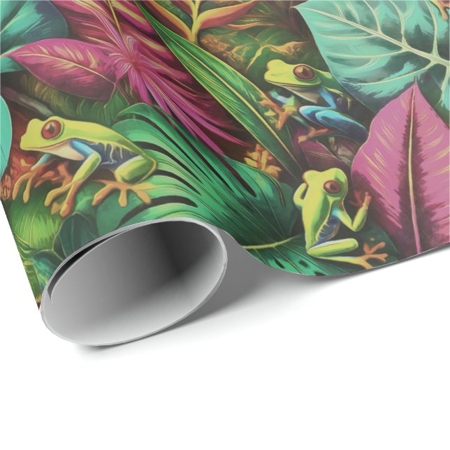 Papel De Presente Padrão de Superfície Contínua Sonhos de Rã-Árvore (Ponta do rolo)