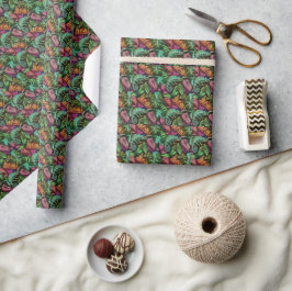 Papel De Presente Padrão de Superfície Contínuo Sonhos da Selva do C