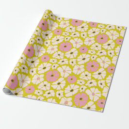 Papel De Presente Padrão de superfície da vitage retro White & Pink 