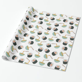 Papel De Presente Padrão de Sushi e Noodles