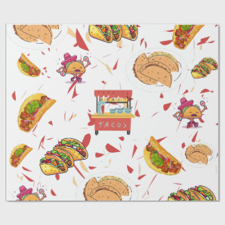 Papel De Presente Padrão de Taco com Fundo de Chili Seco