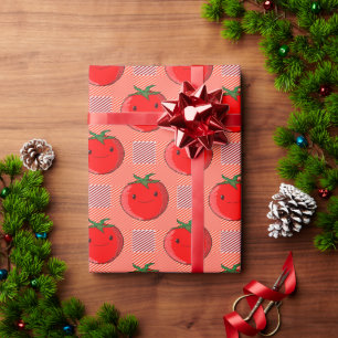 Papel De Presente Padrão de Tartan de Tomato Vermelho e Xadrez Rosa