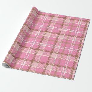 Papel De Presente Padrão de Tartan de Xadrez Rosa-Cor-de-rosa