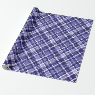 Papel De Presente Padrão De Tartan Escocês Elegante Azul E Branco