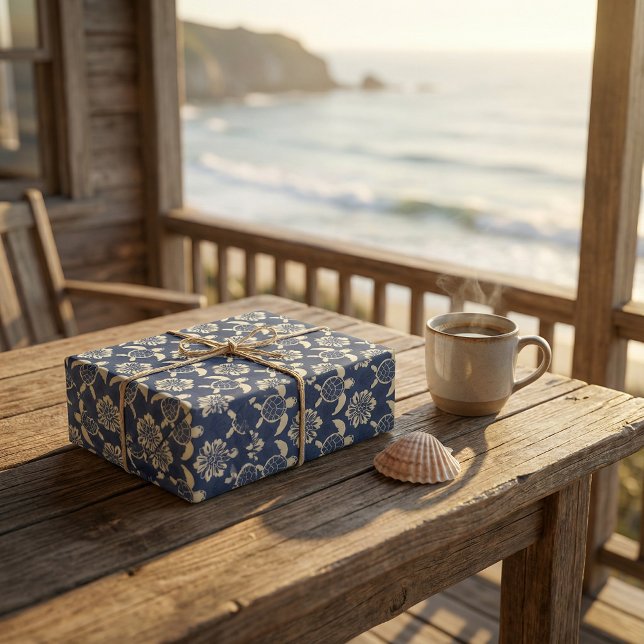 Papel De Presente Padrão de Tartaruga Costeira: Arte Decorativa No O (Criador carregado)