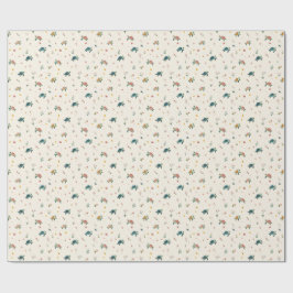 Papel De Presente Padrão de Tartaruga Marinha em Aquarela Floral Cos
