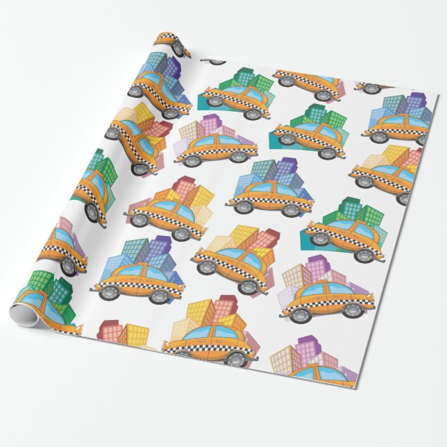 Papel De Presente Padrão de táxi NYC (Desenrolado)