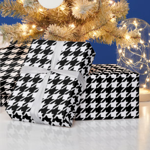 Papel De Presente Padrão de tecelagem de dentes brancos preto-e-pre