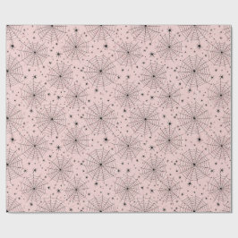 Papel De Presente Padrão de Teia de Aranha Celestial Rosa e Preto