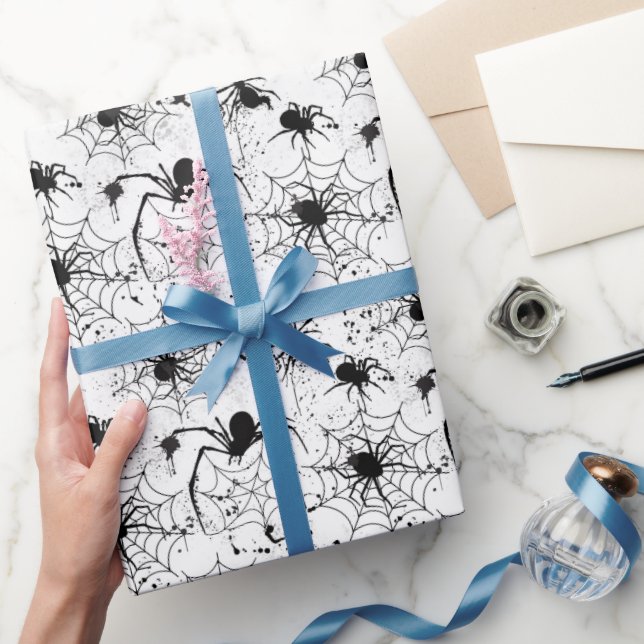 Papel De Presente Padrão de Teia de Aranha de Halloween  (Presentear)