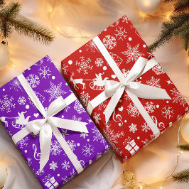 Papel De Presente Padrão de Tema de Férias Violetas de Natal Roxo